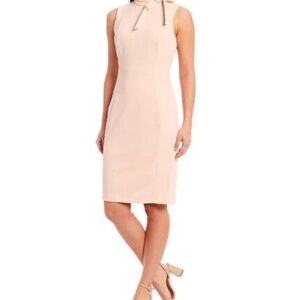 Calvin Klein Crepe Bow-Neck Pink/Peach Sheath Dress - Size 4 - NWT
